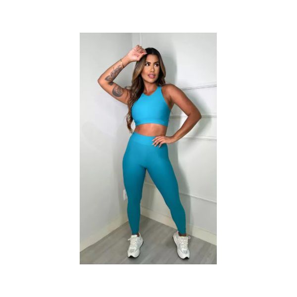 Conjunto Calça Top Camiseta Verde Jade