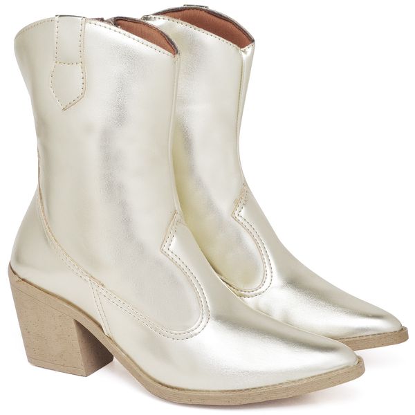 9812 Bota Texana Western Country Cano baixo Metalizado Ouro Light