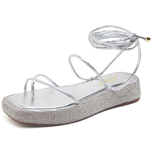 11001 Sand lia Flat Strass Metalizado Prata ELLA S ONLINE