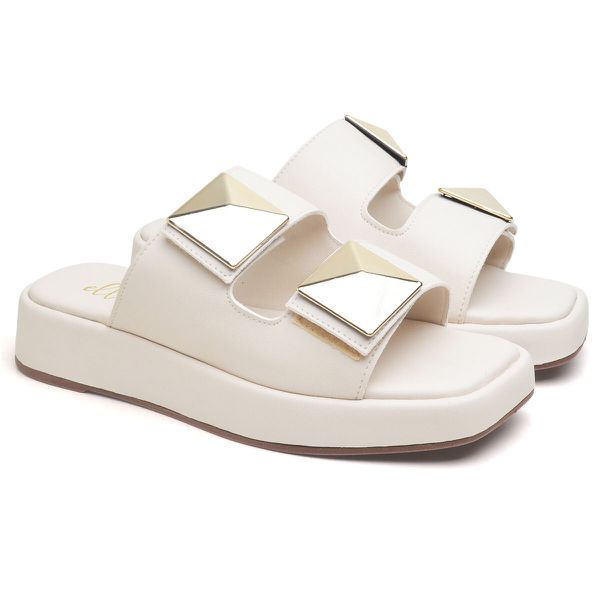 11002 Sandália Flat Pirâmide Napa Off White
