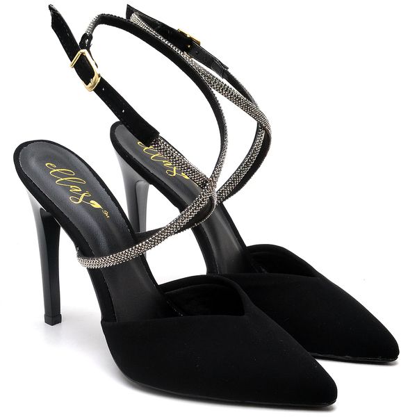 7958 Scarpin Salto Alto Nobuck Preto