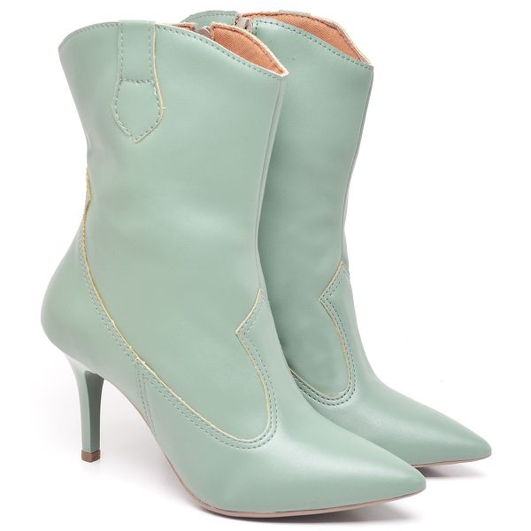 9113 Bota Texas Cano Médio Salto Fino Médio Napa Esmeralda