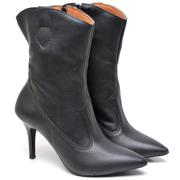 9113 Bota Texas Cano Médio Salto Fino Médio Napa Preto