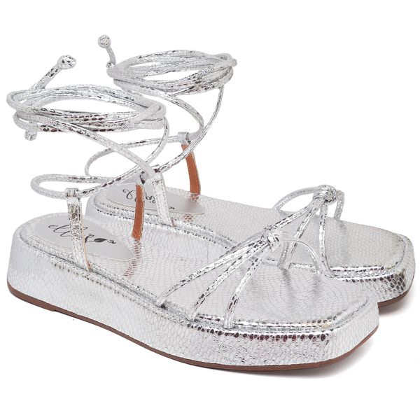 11018 Sandália Flat Cristal Prata