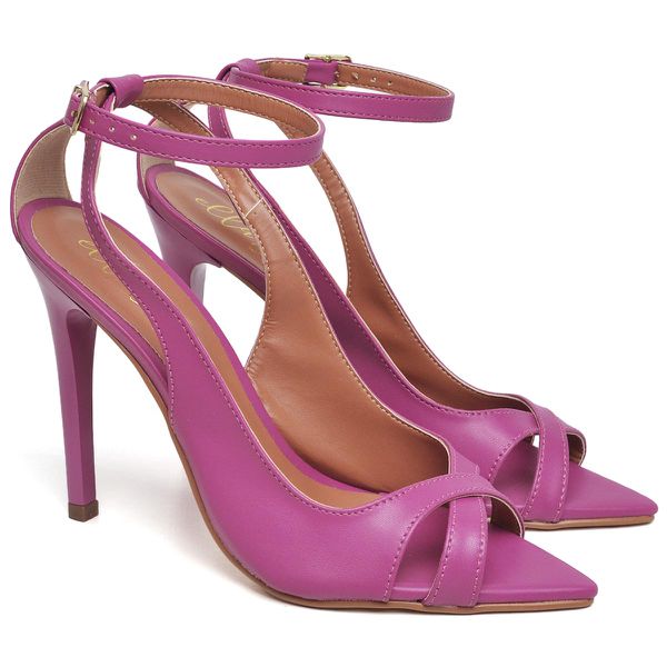 7929 Sandália Salto Alto Bico Folha Napa Velvet