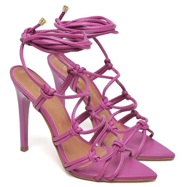 7950 Sandália Salto Alto Bico Folha Napa Velvet