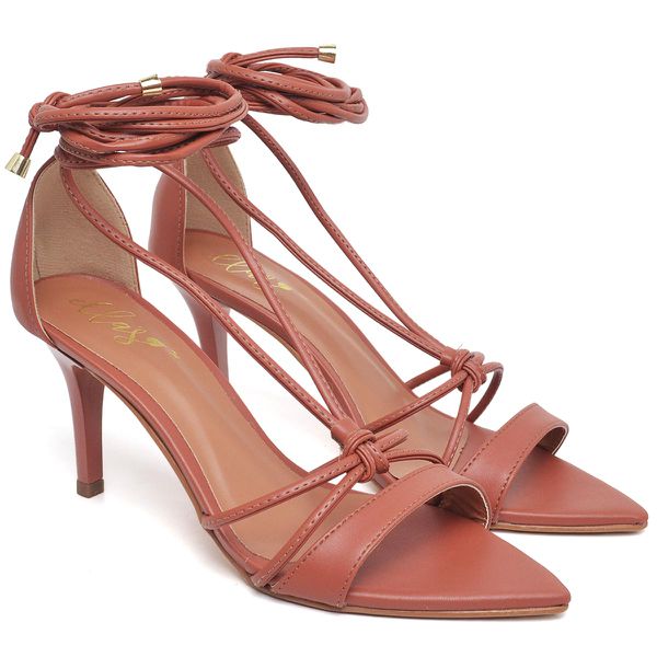 8926 Sandália Salto Médio Bico Folha Napa Blush