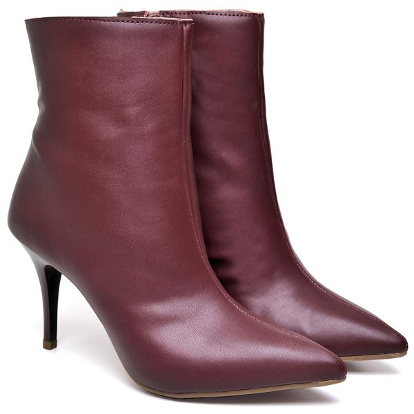 9101 Bota Cano Curto Salto Fino Médio Napa Marsala