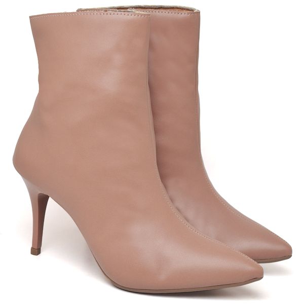 9101 Bota Cano Curto Salto Fino Médio Napa Mocha Mousse
