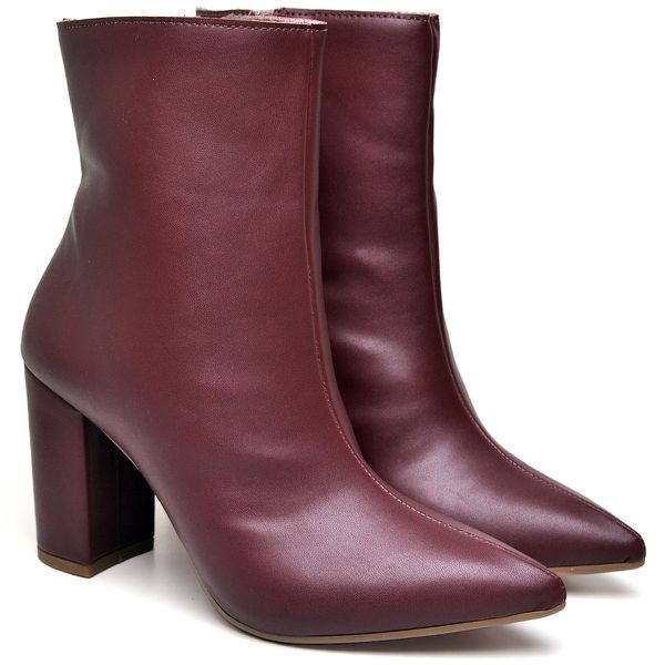 9501 Bota Cano Curto Salto Grosso Médio Napa Marsala