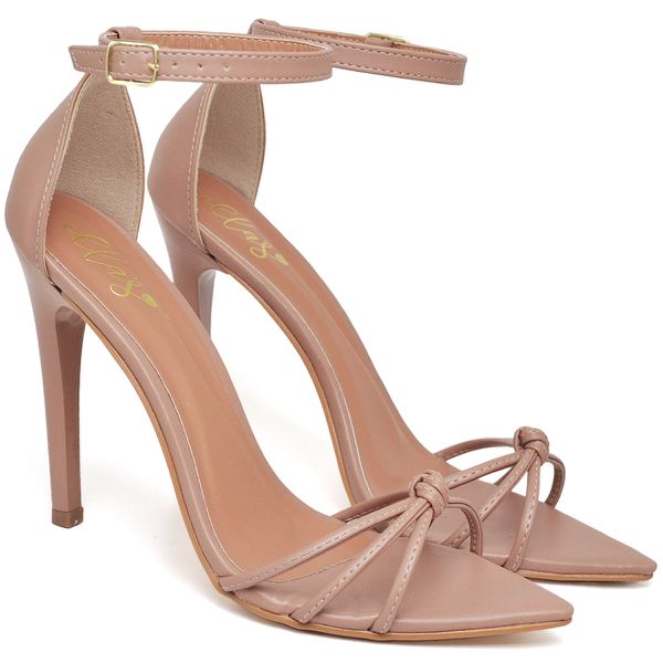7912 Sandália Salto Alto Bico Folha Napa Mocha Mousse