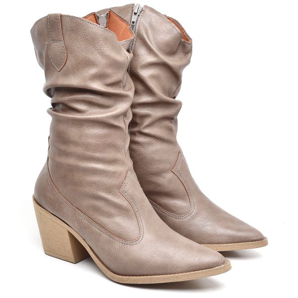 9819 Bota Texana Western Cano Médio Napa Destroyed Taupe