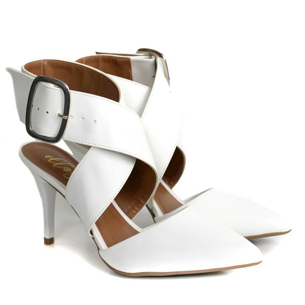 8920 Scarpin Bico Folha Salto Médio Napa Branco