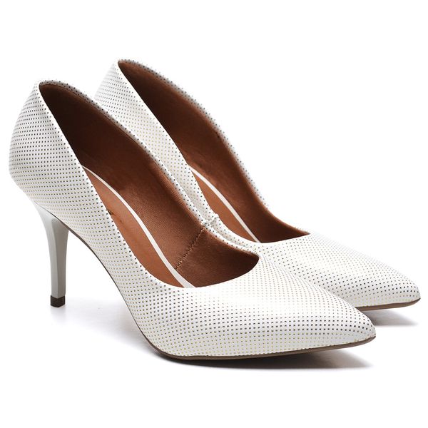 Scarpin salto medio branco shop