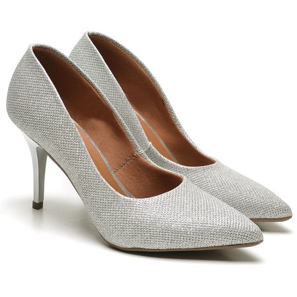 Scarpin Salto Médio Luminicolor Prata