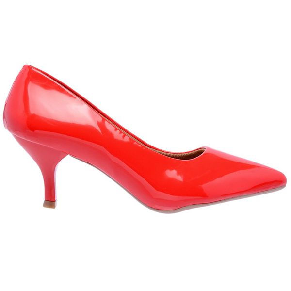 Scarpin vermelho verniz salto baixo sales