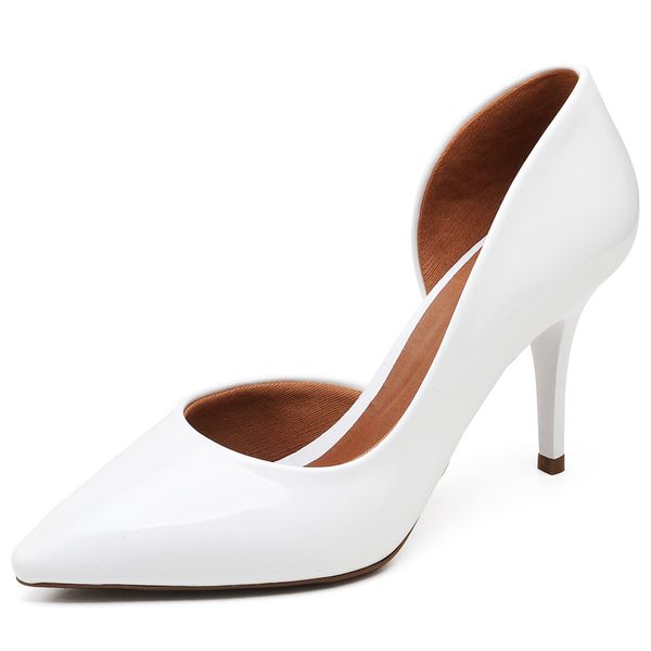 Scarpin Salto M dio Verniz Branco ELLA S ONLINE Cal ados e