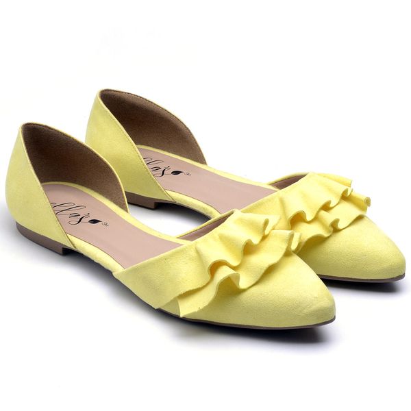 M003 Sapatilha Camurça com Babado Amarelo 