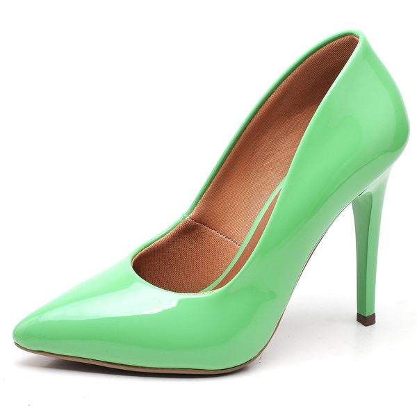 Scarpin Salto Alto Fino Verniz Menta ELLA S ONLINE Cal ados e