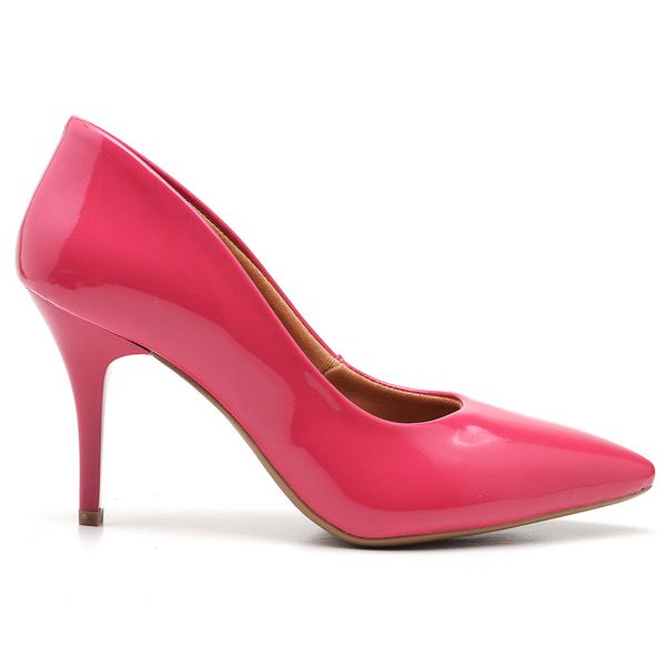Scarpin Salto Médio Verniz Rosa Chiclete