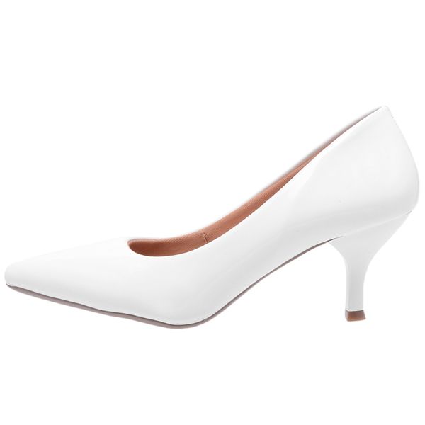 Scarpin Salto Baixo Verniz Branco ELLA S ONLINE Cal ados e