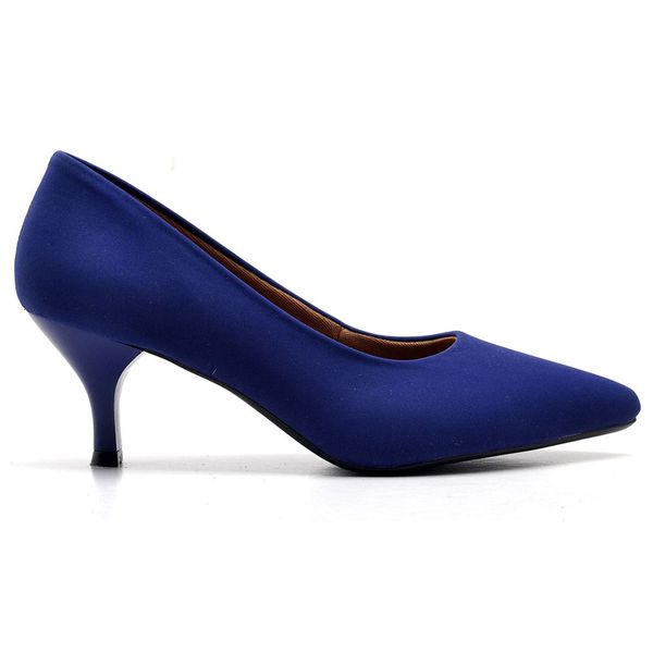 Scarpin Salto Baixo Nobuck Azul
