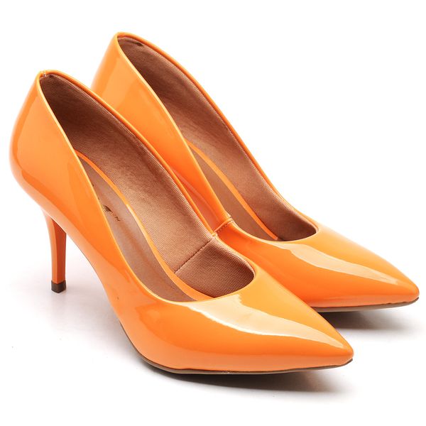 Scarpin laranja verniz top