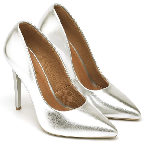 Scarpin shop metalizado prata