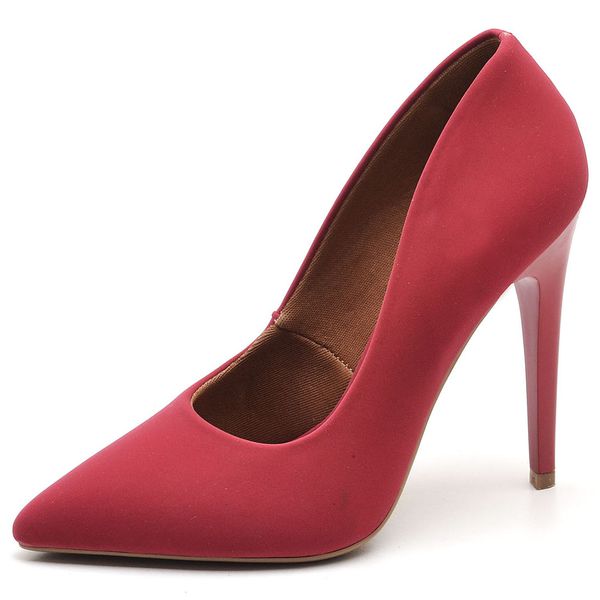 Scarpin Salto Alto Nobuck Vermelho | ELLA´S ONLINE