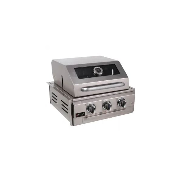 Assador Grill á Gás 2 + 1 Queimadores Com Tampa Linha Prime Visor Vidro Home Pro 3 - Titan