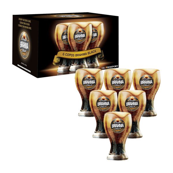 Jogo Com 06 Copos Para Chopp Brahma Black 430ml - Globalização