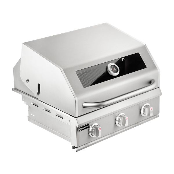 Churrasqueira a Gás Montana 3 queimadores com Visor de vidro AISI 304 - Selmetal