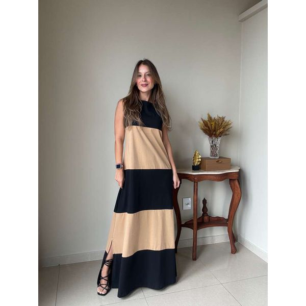 Vestido Roberta Preto e Nude