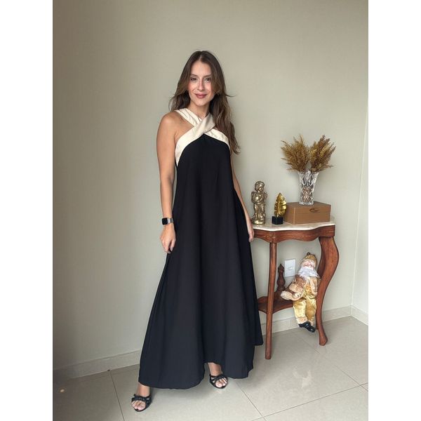 Vestido Amanda Preto com Nude