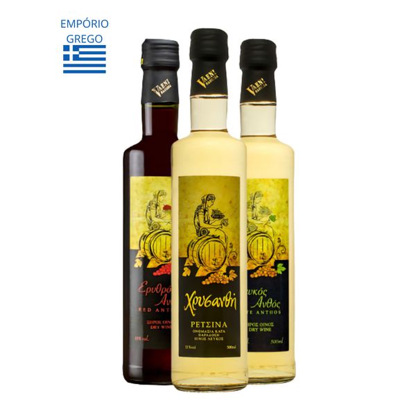 Vinho em Triplo - Red Anthos, White Anthos e Retsina 500ml