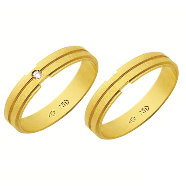 Alianças de casamento e noivado em ouro 18k 750 trabalhadas com diamante 4,00 mm