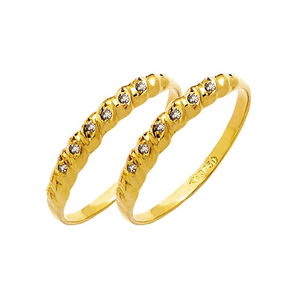 Par de Aparador de Aliança para noivado e casamento em ouro 18k 750 com diamantes