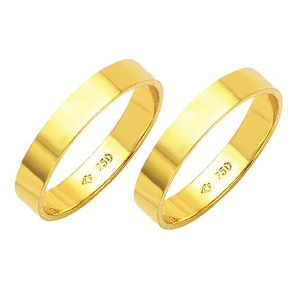 ALIANÇAS DE CASAMENTO E NOIVADO EM OURO 18K 750 TRADICIONAL RETA 3.7 MM