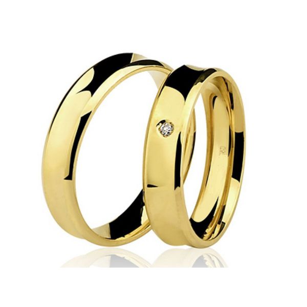 Alianças de casamento e noivado em ouro 18k 750 côncavo com diamante 6.00 mm