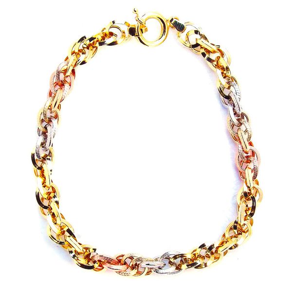 Pulseira de Ouro Meticulosa com Ouro branco, vermelho e amarelo