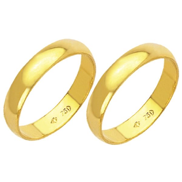Alianças de casamento e noivado em ouro 18k 750 tradicional 3.5 mm