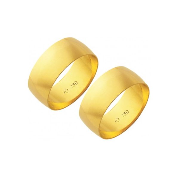 Alianças de casamento e noivado em ouro 18k 750 tradicional 8mm