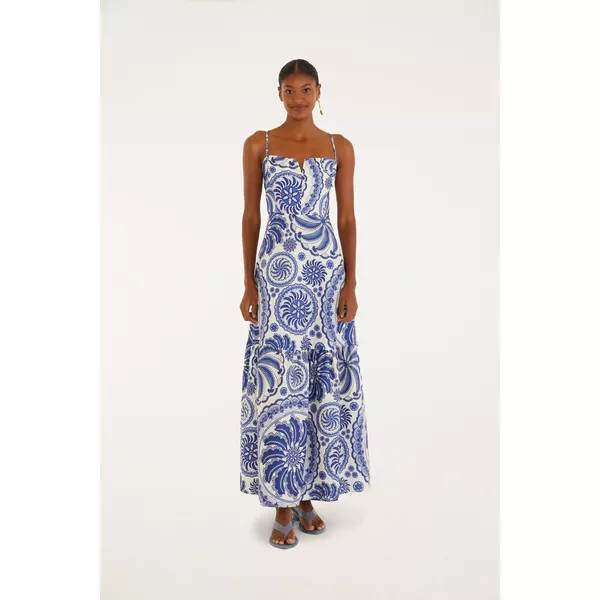 VESTIDO LONGO ESTAMPADO DELICADEZA DE BANANA