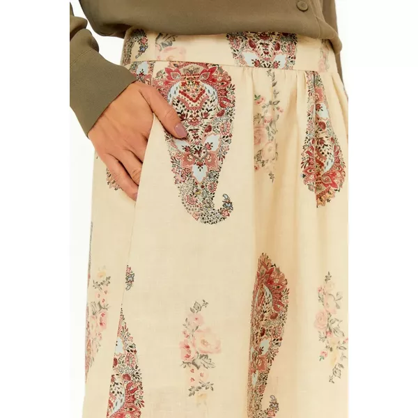 SAIA MIDI LINHO ESTAMPA FLORY 