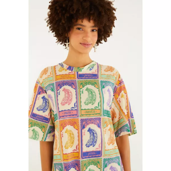 VESTIDO T SHIRT CROPEED ESTAMPADO BANANA SELO