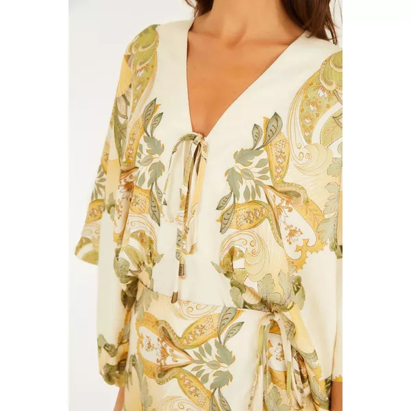 VESTIDO CURTO ESTAMPADO JARDIM DE MAR LENÇO 