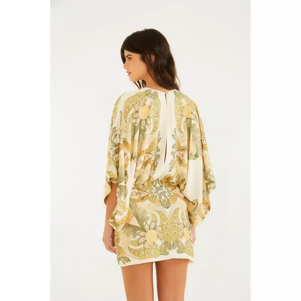 VESTIDO CURTO ESTAMPADO JARDIM DE MAR LENÇO 