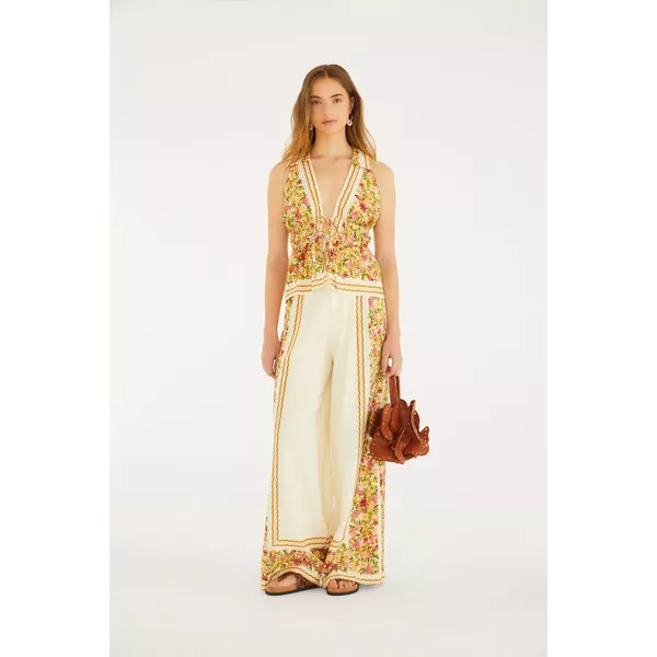 CALÇA ESTAMPADA FLOR DE FRUTA LENÇO