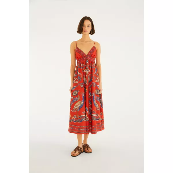 VESTIDO LONGO ESTAMPADO SONHO DE PAVÃO 