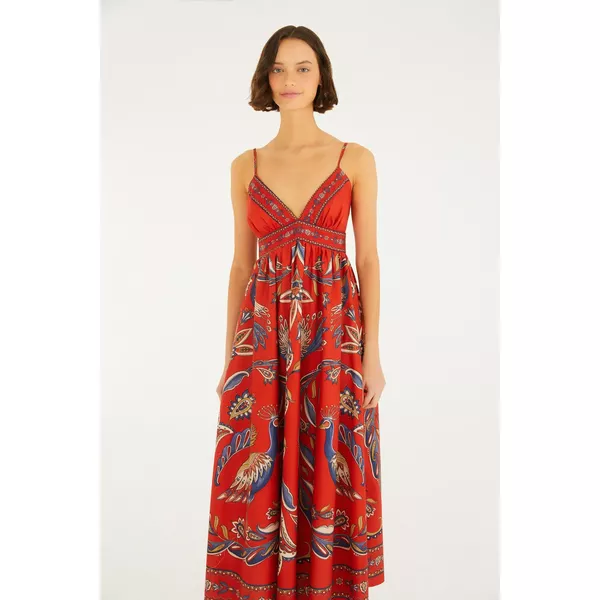 VESTIDO LONGO ESTAMPADO SONHO DE PAVÃO 